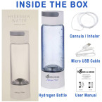 H2Wellness - Hydrogen Water Bottle Machine Generator SPE PEM Advanced Technology, Vent With Inhaler Adapter (White - Borosilicate)