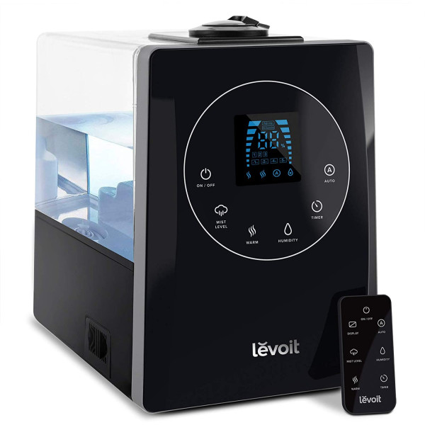 LEVOIT Humidifiers for Large Room Bedroom (6L), Warm and Cool Mist Ultrasonic Air Vaporizer for Home Whole House Babies, Customized Humidity, Remote Control, Whisper-Quiet (Black)