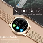 Smart Watch for Women, Full Touch Screen IP68 Waterproof, Fitness Tracker with Heart Rate Blood Pressure Oxygen Monitor Step Calorie Counter Music Control, Smartwatch for iPhone Android Phones (Gold)