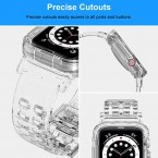 COOYA Compatible for Apple Watch Band 44mm 42mm Women Men iWatch Wristband with Protective Rugged Case Sport Strap Adjustable Replacement Band Compatible with Apple Watch Series 6 SE 5 4 3 2, Clear
