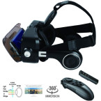 VR Headset for Android Phone / iPhone with Controller, 120° FOV, 3.5mm Audio Wireless Adaptor, Anti-Blue-Light Lenses, Fits for All Mobile’s Length / Display Size Up to 6.7 / 7.2 inches. (BBR)