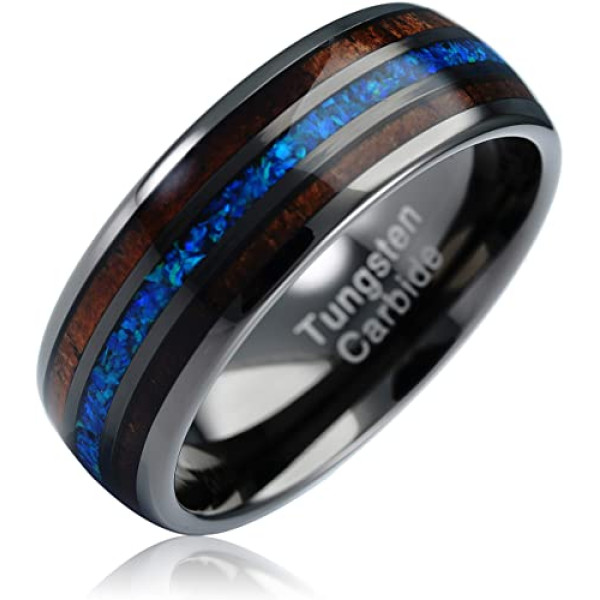 100s Jewelry Gunmetal Tungsten Ring For Men Koa ..