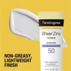 Neutrogena Sheer Zinc Oxide Dry-Touch Mineral Sunscreen Lotion, Broad Spectrum SPF 50 UVA/UVB Protection, Water-Resistant, Hypoallergenic and Non-Greasy, Paraben-Free