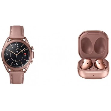 Samsung Galaxy Watch 3 (41mm, GPS, Bluetooth) Smart Watch - Mystic Bronze with Samsung Galaxy Buds Live, T, Mystic Bronze
