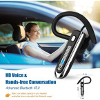 HonShoop Bluetooth Headset， Wireless Bluetooth Earpiece V5.0 Hands-Free Earphones Ultralight Hands Free Business Earphone with Mic for Business/Office/Driving (Black)