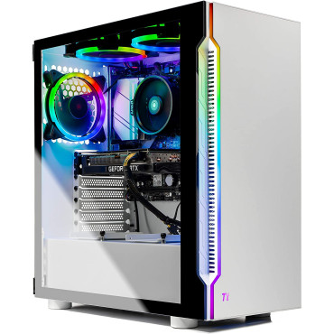 SkyTech Archangel 3.0 Gaming Computer PC Desktop - Ryzen 7 3700X 8-Core 3.6GHz, RTX 3060 12GB, 1TB SSD, 16GB DDR4 3000, B550 MB, RGB Fans, AC WiFi, 600W Gold PSU, Windows 10 Home 64-bit, White