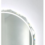 SNUGACE Round LED Bathroom Mirror, Beveled Edge Frameless Wall Mount Bathroom Vanity Mirror with 3-Color and Anti-Fog, 24 Inch, Silver