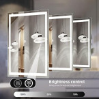 24x32 LED Bathroom Mirror with Lights, Anti-Fog, Dimmable, Backlit + Front Lit, Lighted Bathroom Vanity Mirror for Wall, Memory Function, Waterproof, Tempered Glass