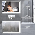 24x32 LED Bathroom Mirror with Lights, Anti-Fog, Dimmable, Backlit + Front Lit, Lighted Bathroom Vanity Mirror for Wall, Memory Function, Waterproof, Tempered Glass