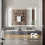 24x32 LED Bathroom Mirror with Lights, Anti-Fog, Dimmable, Backlit + Front Lit, Lighted Bathroom Vanity Mirror for Wall, Memory Function, Waterproof, Tempered Glass