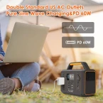 ALLWEI Portable Power Station, 300W/Peak 600W Solar Generator 280Wh/78000mAh CPAP Backup Lithium Battery Pack with LED light,Pure Sine Wave AC Outlet,PD 60W,for Outdoors Camping Travel Emergency
