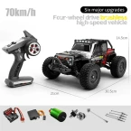 JJRC Q117-C 1:16 RC Off-Road Jeep Vehicle Four Wheel Brushless Motor High Speed Kids 2.4G Remote Control Car Toy - Black / Red