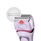 Panasonic Electric Shaver for Women, Cordless 4 Blade Razor, Bikini Trimmer Attachment, Pop-up Trimmer, Wet Dry Operation, Close Curves – ES2216PC