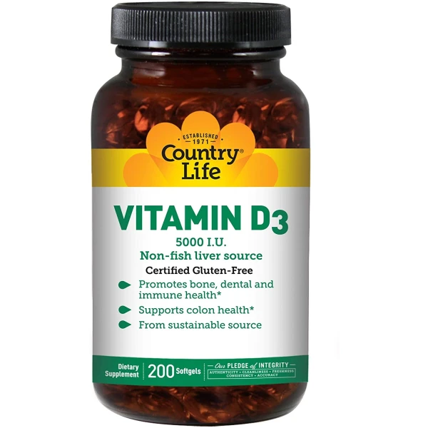 Country Life Vitamin D3 5000 I.u, 200-softgel