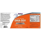 NOW Supplements, DHA-500 with 250 EPA, Molecularly Distilled, Supports Brain Health*, 180 Softgels