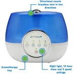 Pure Guardian H4810AR Ultrasonic Warm and Cool Mist Humidifier, 120 Hrs. Run Time, 2 Gal. Tank, 600 Sq. Ft. Coverage, Large Rooms, Quiet, Filter Free, Silver Clean Treated Tank, Essential Oil Tray