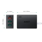 Buy Quick Charge AUKEY USB Wall Charger with 3 USB Ports & Foldable Plug Online in UAE