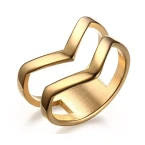 Buy Vnox 18K Gold Plated Stainless Steel Double Chevron Ring for Women Online in UAE