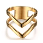Buy Vnox 18K Gold Plated Stainless Steel Double Chevron Ring for Women Online in UAE