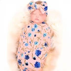 newborn receiving blanket headband set flower print baby swaddle shop online in UAE