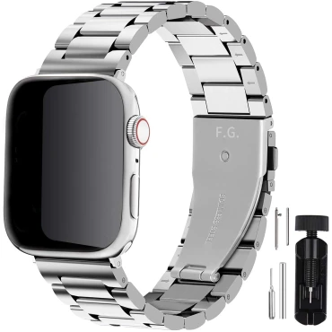 Fullmosa Compatible Apple Watch Band 42mm 44mm 38mm 40mm, Stainless Steel iWatch Band for Apple Watch Series 6/5/4/3/2/1/SE, 42mm 44mm Silver Fullmosa Compatible Apple Watch Band 42mm 44mm 38mm 40mm, Stainless Steel iWatch Band for Apple Watch Series 6/5/4/3/2/1/SE, 42mm 44mm Silver