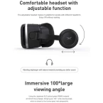 VR Headset for Cellphone, Adjustable 3D VR Glasses with Headphone for Mobile Games and Movies, Compatible 4.7-6.5 inch Screen iPhone & Android, Works with Google Cardboard, Black