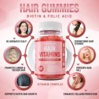 Buy Premium Hair Vitamins Supplement - Gummy Vitamins w/ Biotin, Folic Acid, Vitamins A & D - Supports Faster Hair Growth , Skin, and Nails - 60 Non-GMO Berry Flavored Gummies