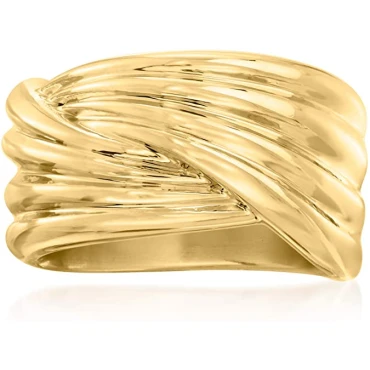 Ross-Simons Italian Andiamo 14kt Yellow Gold Over Resin Crossover Ring Ross-Simons Italian Andiamo 14kt Yellow Gold Over Resin Crossover Ring