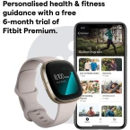 Fitbit Sense Advanced Smartwatch with Tools for Heart Health, Stress Management & Skin Temperature Trends, White/Gold, One Size (S & L Bands Included)