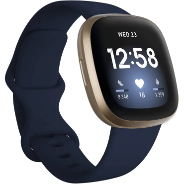 Fitbit Versa 3 Health & Fitness Smartwatch with GPS, 24/7 Heart Rate, Alexa Built-in, 6+ Days Battery, Midnight Blue/Gold, One Size (S & L Bands Included) Fitbit Versa 3 Health & Fitness Smartwatch with GPS, 24/7 Heart Rate, Alexa Built-in, 6+ Days Battery, Midnight Blue/Gold, One Size (S & L Bands Included)