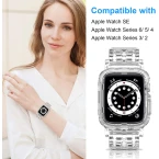COOYA Compatible for Apple Watch Band 44mm 42mm Women Men iWatch Wristband with Protective Rugged Case Sport Strap Adjustable Replacement Band Compatible with Apple Watch Series 6 SE 5 4 3 2, Clear