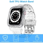COOYA Compatible for Apple Watch Band 44mm 42mm Women Men iWatch Wristband with Protective Rugged Case Sport Strap Adjustable Replacement Band Compatible with Apple Watch Series 6 SE 5 4 3 2, Clear